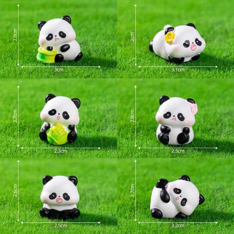Pandas Figurines Mini Pandas Decors Waterproof Toy Playsets Miniature Doll Garden Figurines Cake Toppers Parties Favor