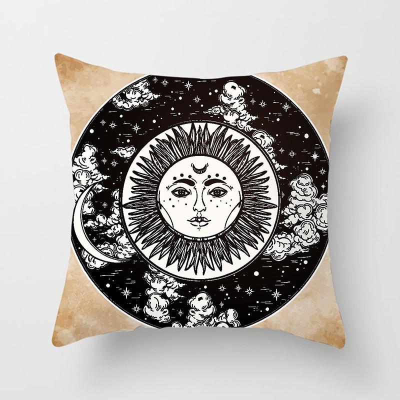 Home Bedroom Living Room Sofa Cushion Cover Decoration Sun Moon Mandala Series Pattern Printing Pillowcase