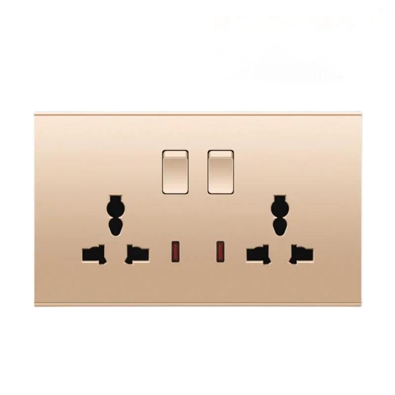 Uk Type 86 13A Универсальный розовое золото 220 В настенный большой деформированный 1-клавишный 2-позиционный крестовой выключатель света, USB электрическая розетка