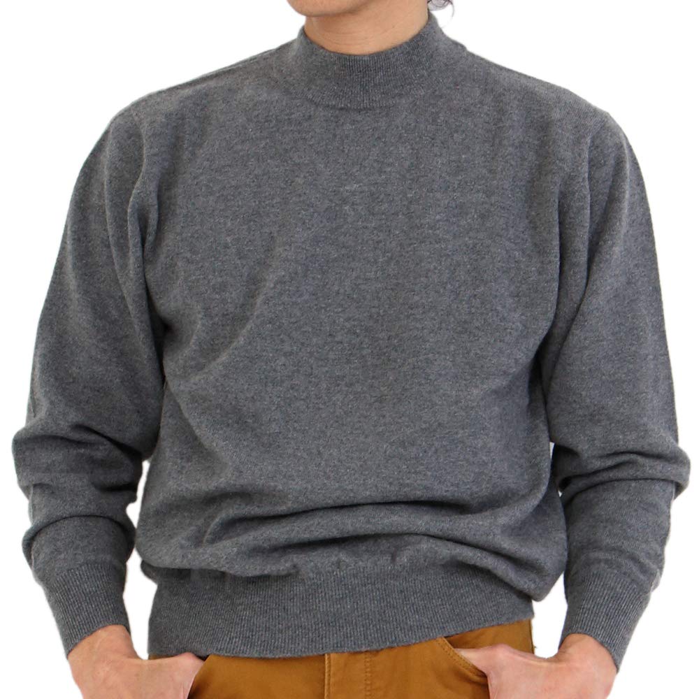 Cashmere Charcoal Medium [Gobi] 100% High-Neck Sweater, Color Gray, Size