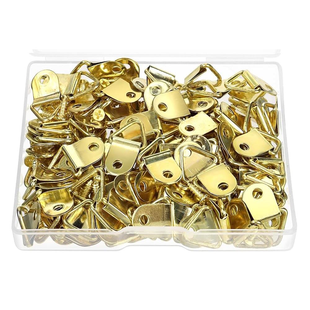 100 комплектов вешалок для картин с винтами, треугольная рама для картин, крючок, D-образное кольцо, пряжка для часов, зеркал, картин, художественных работ, рамок для картин