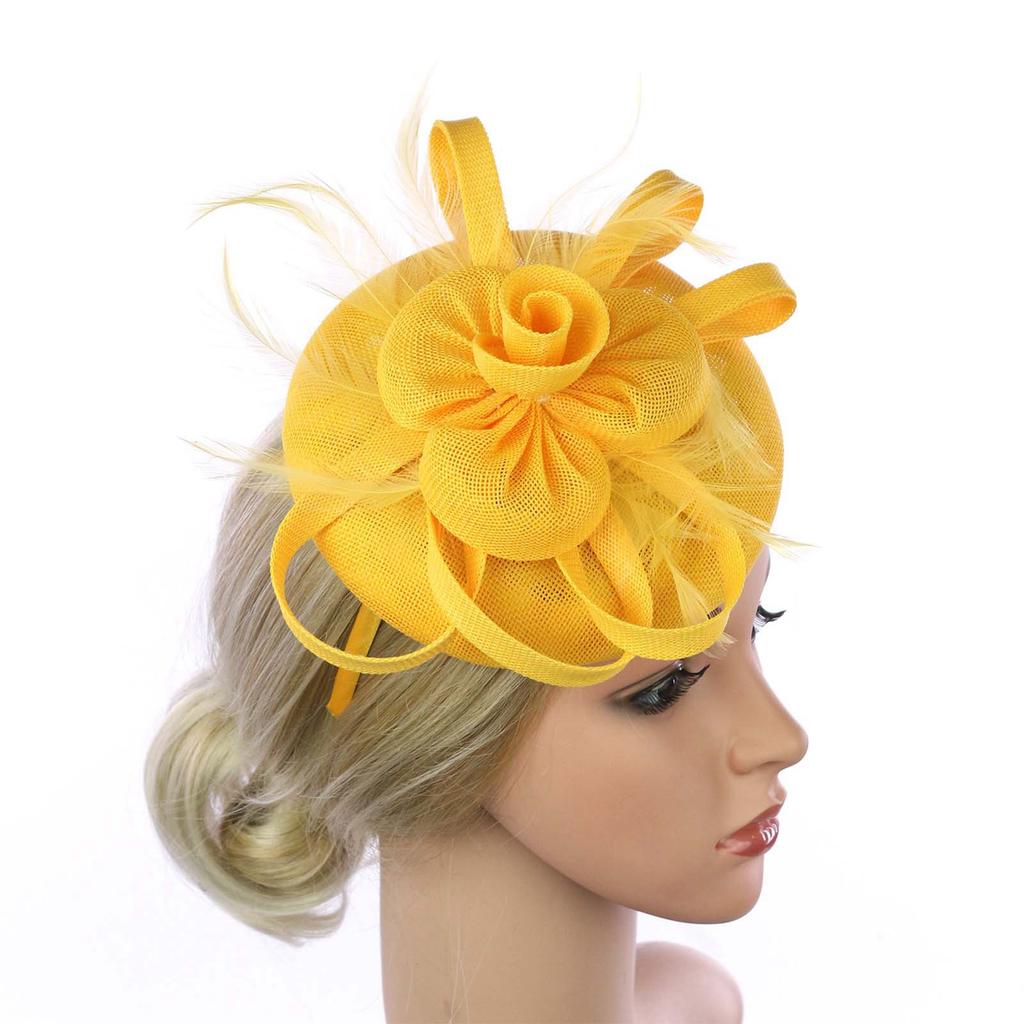 Sweat Bands for Mens Head Elegant Solid Color Bow Floral Ladies Hair Accessory With Feather Detail Convertible Fascinator