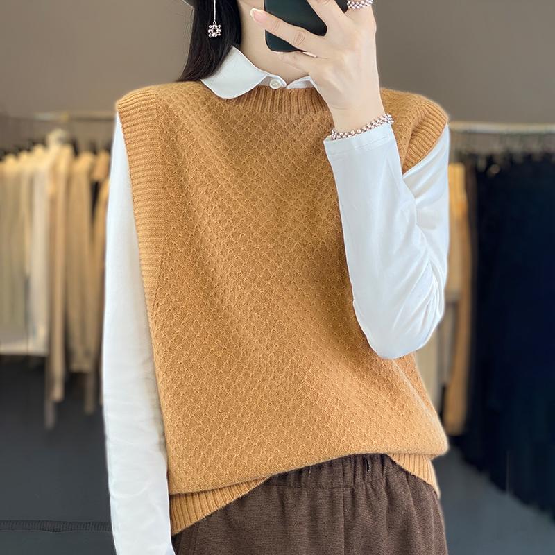Женский кашемировый жилет Qinghe Cashmere 30% кашемир 70% шерсть Женский осенне-зимний кашемировый жилет мягкий и теплый