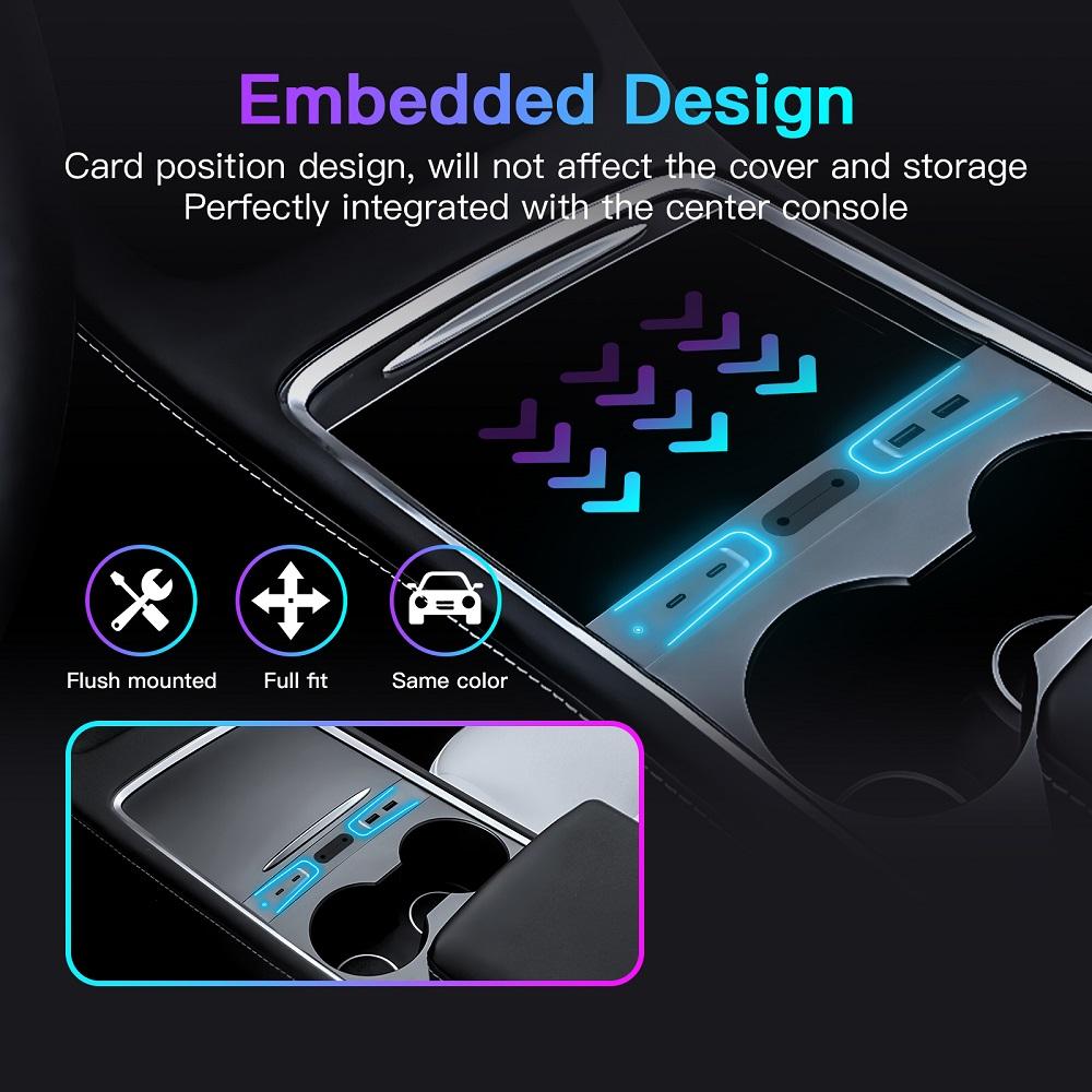 Легкое зарядное устройство USB-концентратор мощностью 27 Вт для Tesla Model 3 Tesla Model Y 2025-2025 с апертурой, интеллектуальная док-станция, автомобильный адаптер