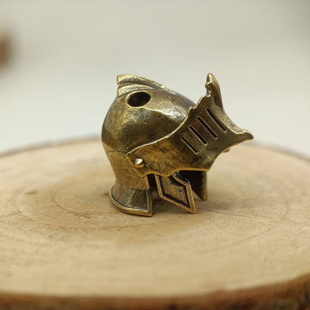 Knight Helmet Brass Knife Bead EDC Outdoor DIY Accessories Woven Lanyard Pendant Jewelry Punk Survival Bracelets Charms
