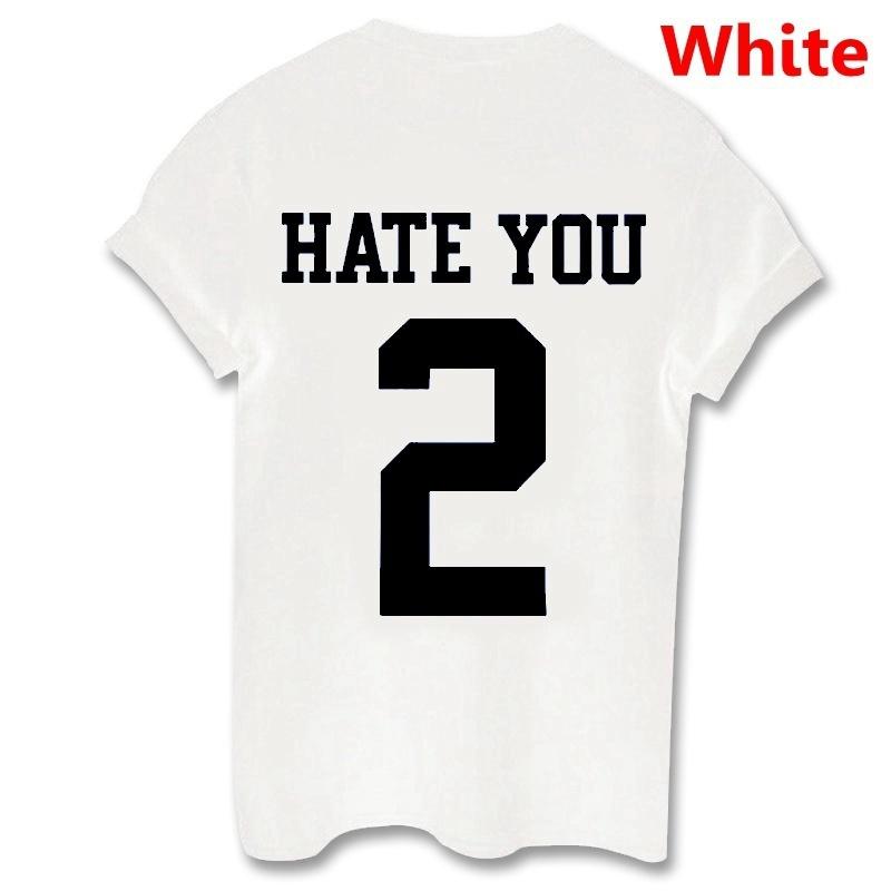 ZIMOXUAN Женская модная футболка, женские футболки с круглым вырезом Hate You 2 с принтом, рубашка с коротким рукавом с буквенным принтом, футболки, топы