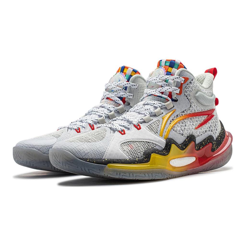 Детские баскетбольные кроссовки Li Ning Pioneer Premium 3 V3, удобные спортивные, дышащие, низкие, детские, белые, красные, YKBU036-1