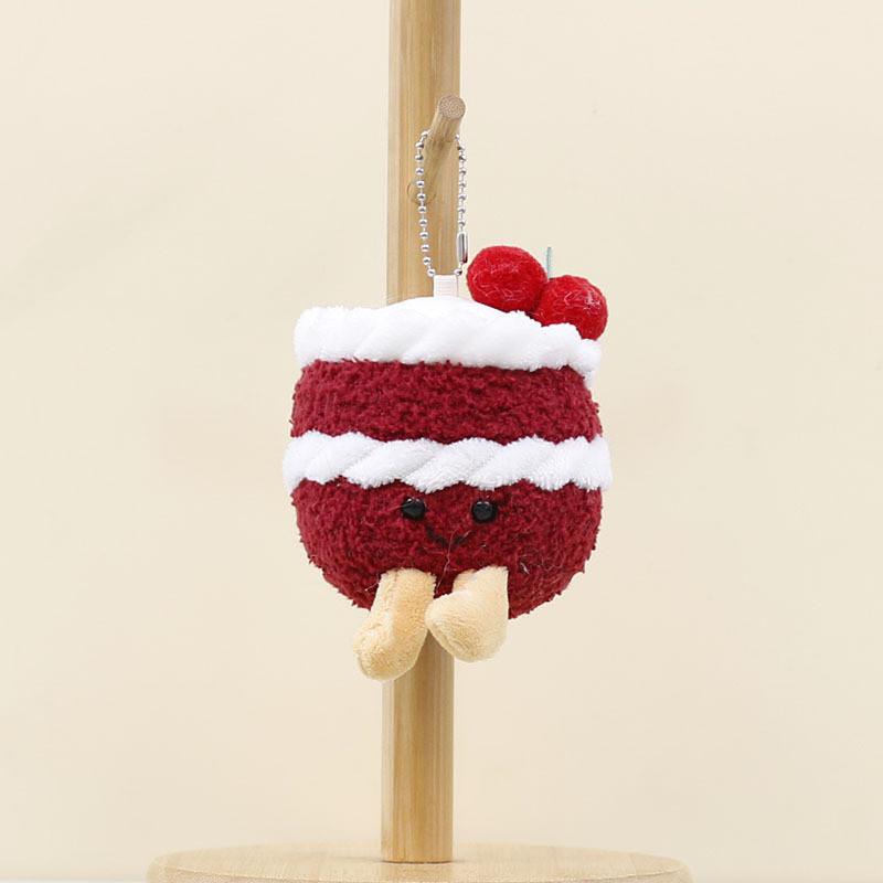 Plush Cake Red Keyring Pp Cotton Fill Soft Toy For Kids Birthday Gift Idea