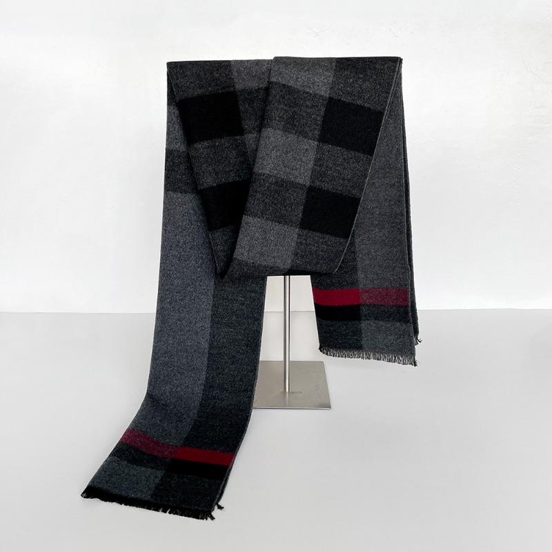 Men's Thermal Scarf Autumn and Winter Thickened Wool Scarf Simple Trend Plaid Imitation Cashmere Shawl