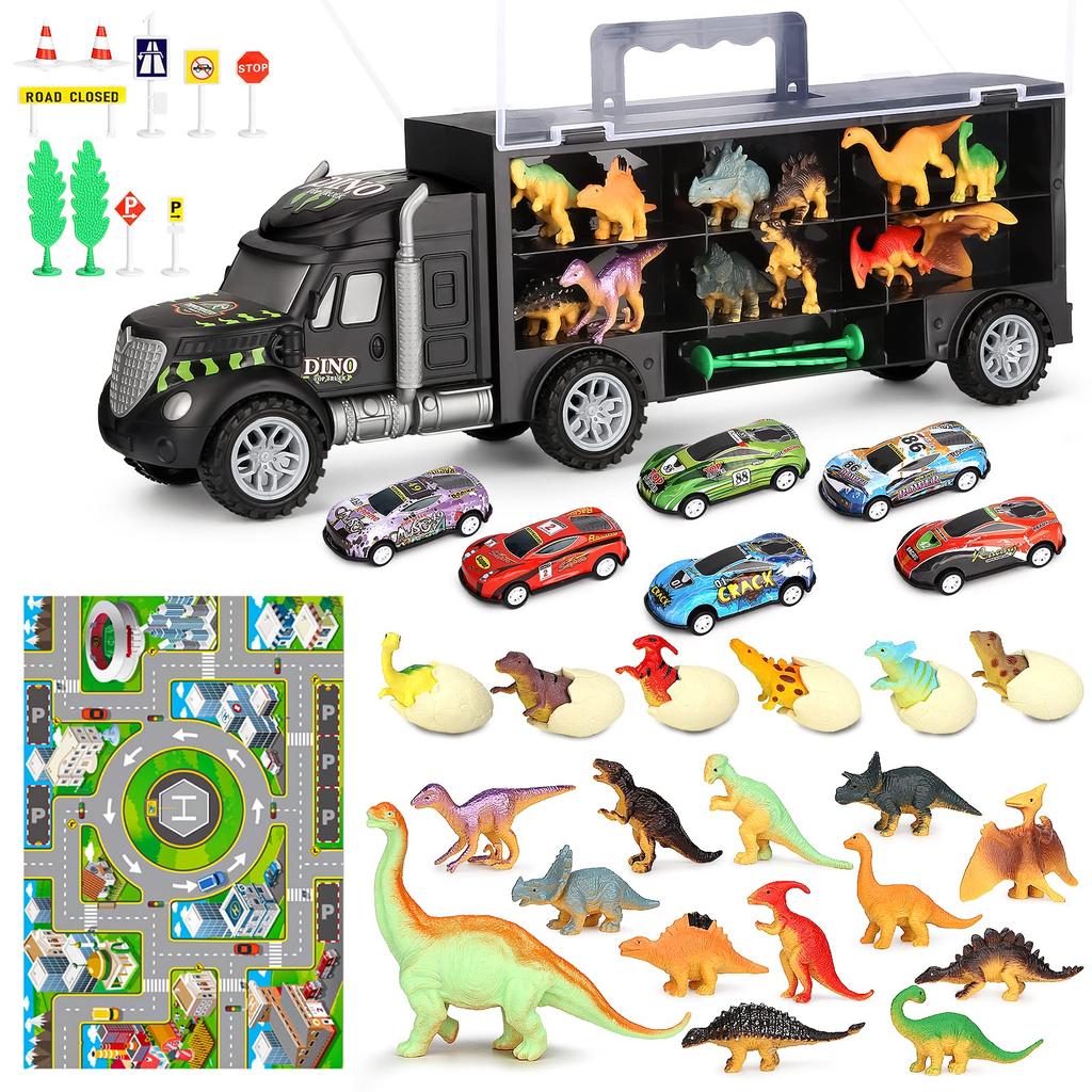 Dinosaur Toy Educational Toy Boys Girls Car Set 3 4 5 6th Birthday Animal Mini Figure Storage Car Mini Car Set Ranking Christmas Present
