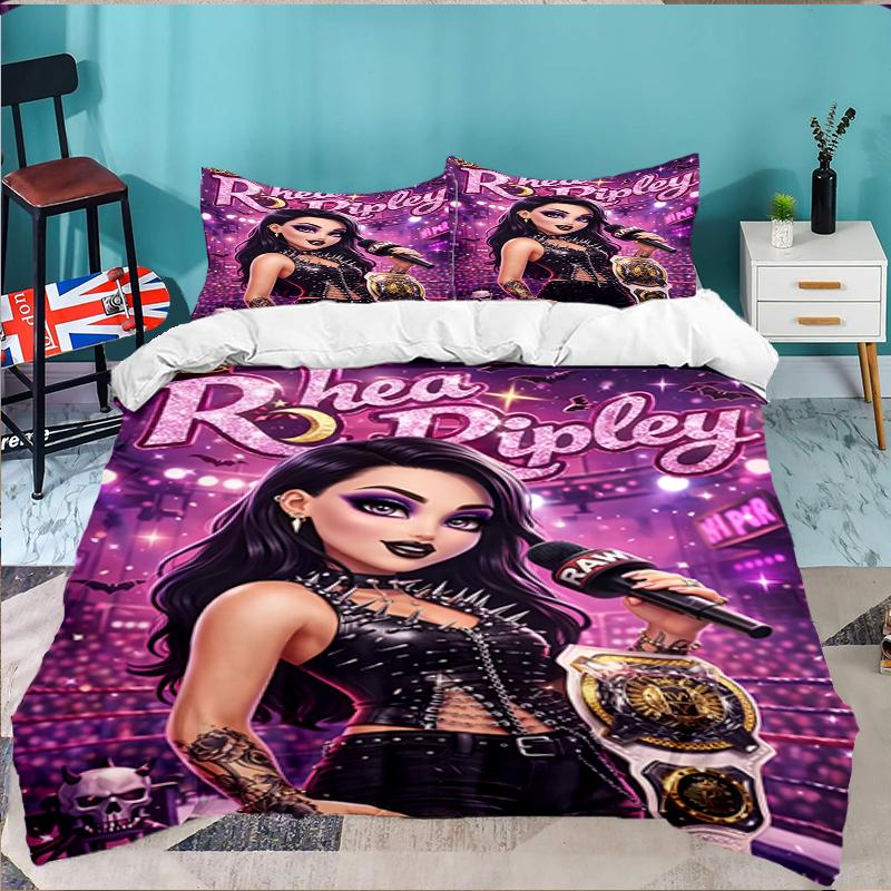 3PCS Wrestling Diva Championship Bedding set,Ideal for1pc Duvet Cover And 2pcs Pillowcases Perfect for Christmas gift,Ideal for Bedroom, Dormitory