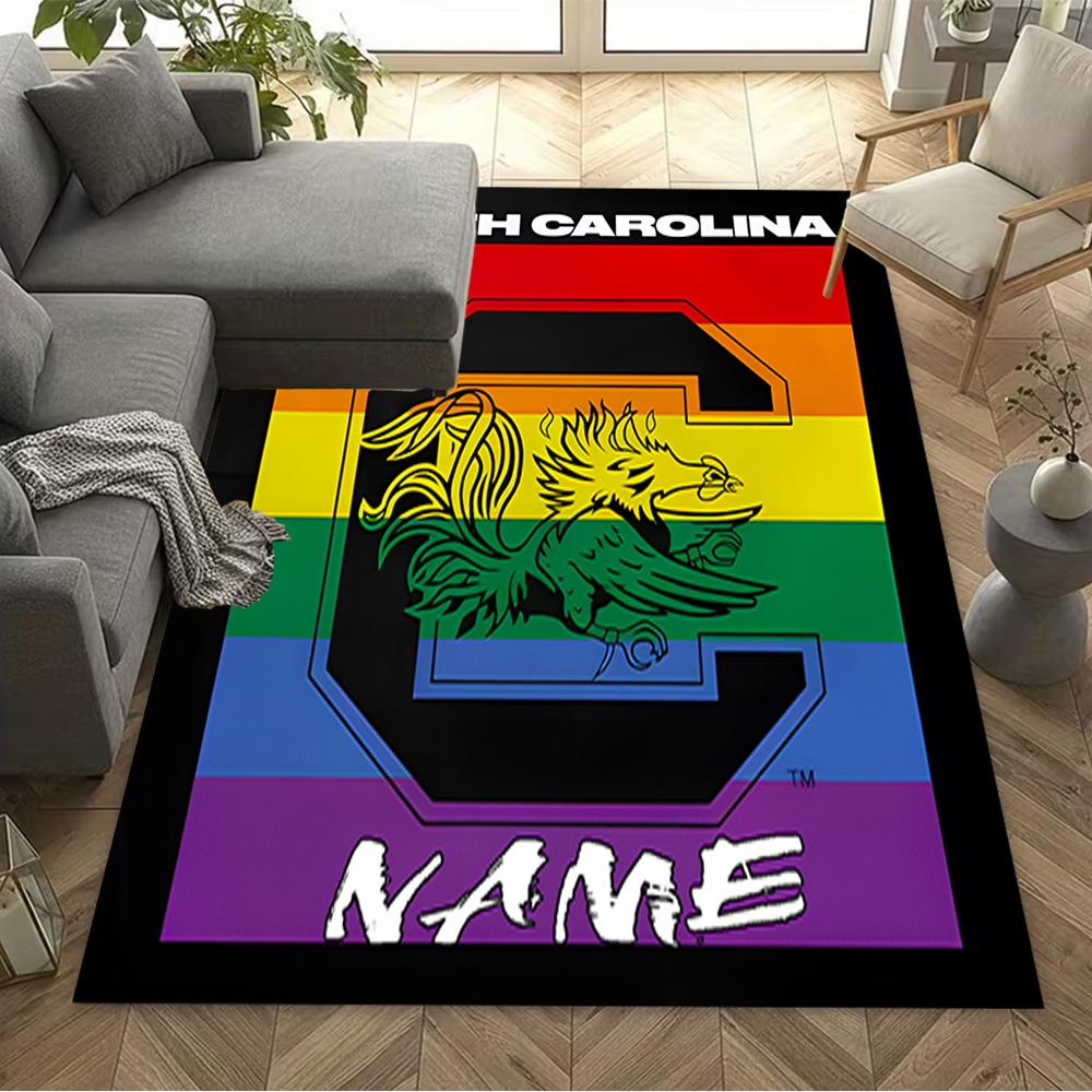 South Carolina Pride Flag Personalized Name Floor Mat Perfect for Dormitory Balcony Entryway Kitchen Anti-slip Rug Decorate Offices