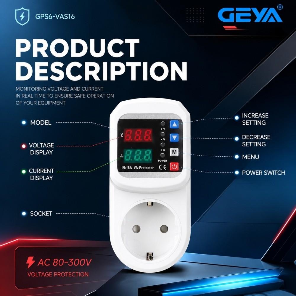 Adjustable Current Protector Socket 16A Surge Protection Socket Voltage Protector Socket Home Use