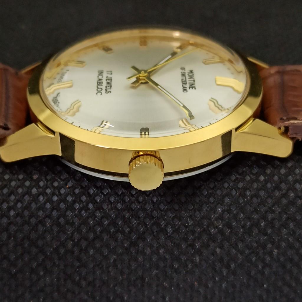 REFURBISHED GENTS MONTINE 17 JEWELS WINDING SWISS GOLD PLATED WATCH A285409-5 MontineQ-a285409-1