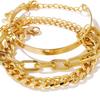 3 Pcs/Set Bracelets Multiple Layered Chain Stackable Bracelets Open Cuff Wrap Bracelets Cuban Link Paperclip Chain Dainty Bracelet Pack