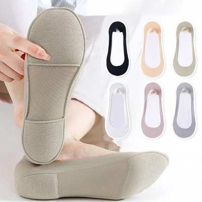 Носки Ice Silk Boat Socks для женщин, тонкие невидимые носки, хлопковые носки с дезодорантом, женские носки с губкой, защищающие от падения пятки