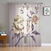 Leaves Flowers Sheer Curtains For Living Room Bedroom Voile Organza Decorative Curtain Drapes Kitchen Window Tulle Curtains