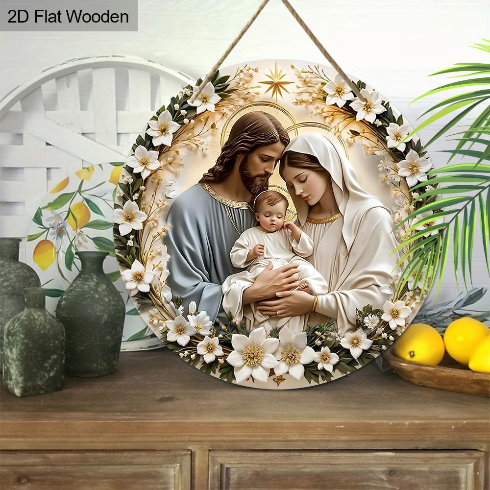 5 шт. Очаровательная деревянная табличка с изображением вертепа в фермерском доме - круглая, 7,87 дюйма, дизайн венка для украшения Рождества и гостиной, идеальная идея для подарка