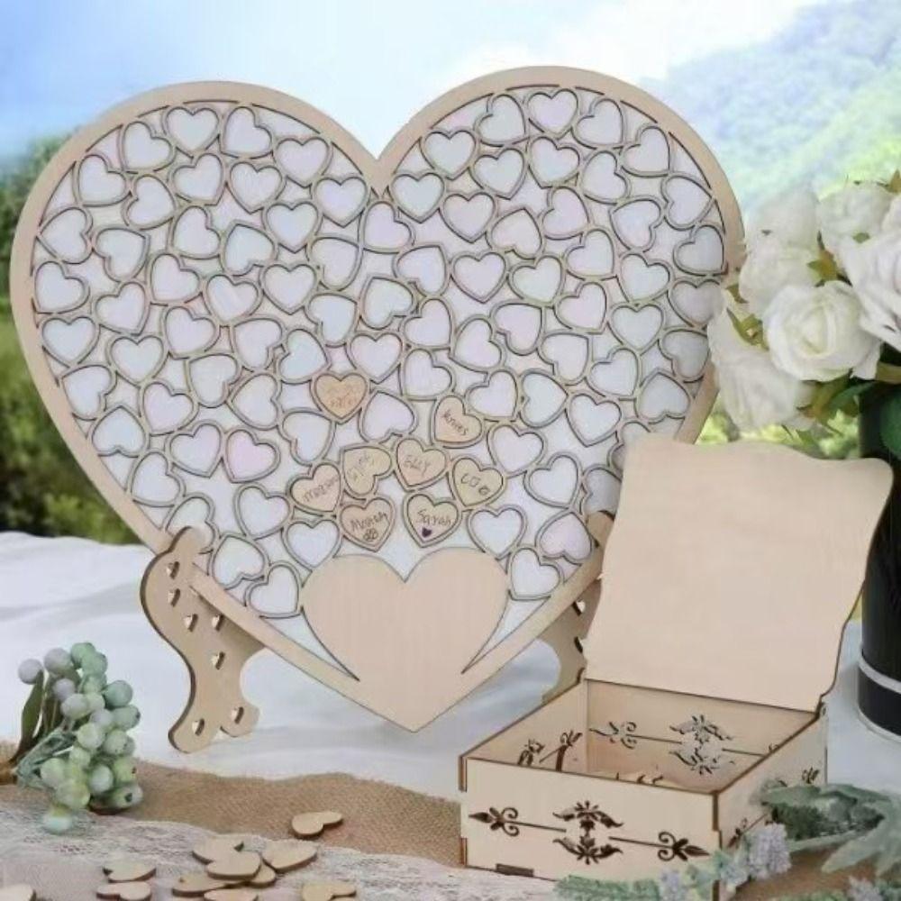 Creative Design Wooden Hearts Guest Book Wooden Hearts Message Board  Wedding Anniversary
