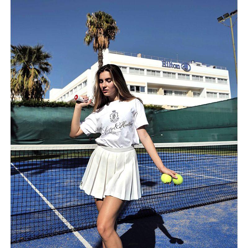 Sporty Small Crown Logo Print American Retro Fashionable Sense Girl Casual Shoulder Sports Short Sleeve T-shirt