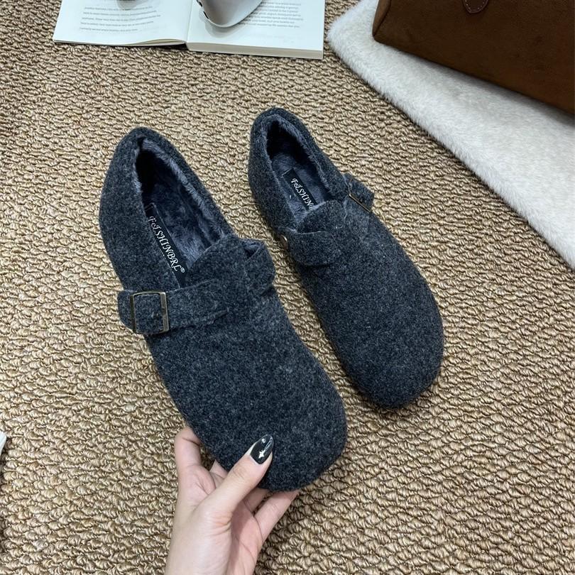 Internet Celebrity Fairy Wind Lamb Wool White Wool Shoes Female Outer Wear Lazy One Pedal Warm Velvet Bag Head Shoes