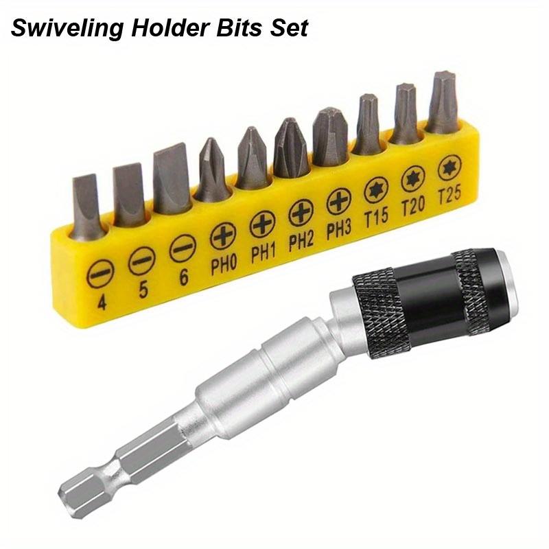 Magnetic Swiveling Bit Holder Screwdriver Bits Pivoting Drill Tip Quick Release Flexible Screw Driver Extender Bendable Corner