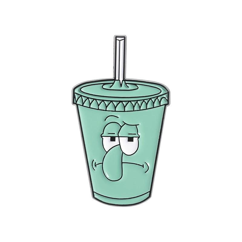 Cute Anime Brooch Set SpongeBob Metal Pins Squidward Patrick Burger Badge 6-Pack Cartoon Clothing Lapel Pin