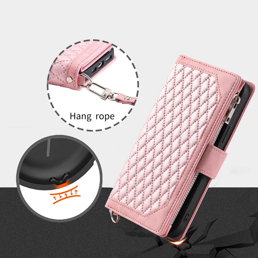 Zipper Wallet Flip Cover For iPhone 16 Pro Max 15 Plus 14 13 12 Pro 11 X XR XS 7 8 Plus SE 2022 SE 2020 Multi Card Slot Cover