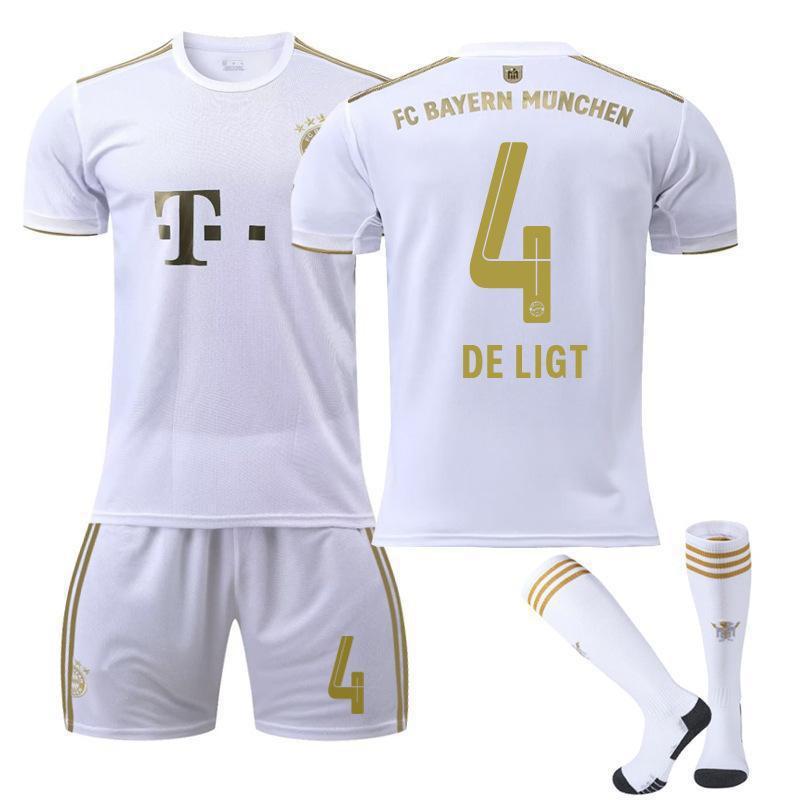 2223 Bayern Away White No. 17 Mane 4 Dericht 25 Muller Jersey Football Uniform Set Sportswear