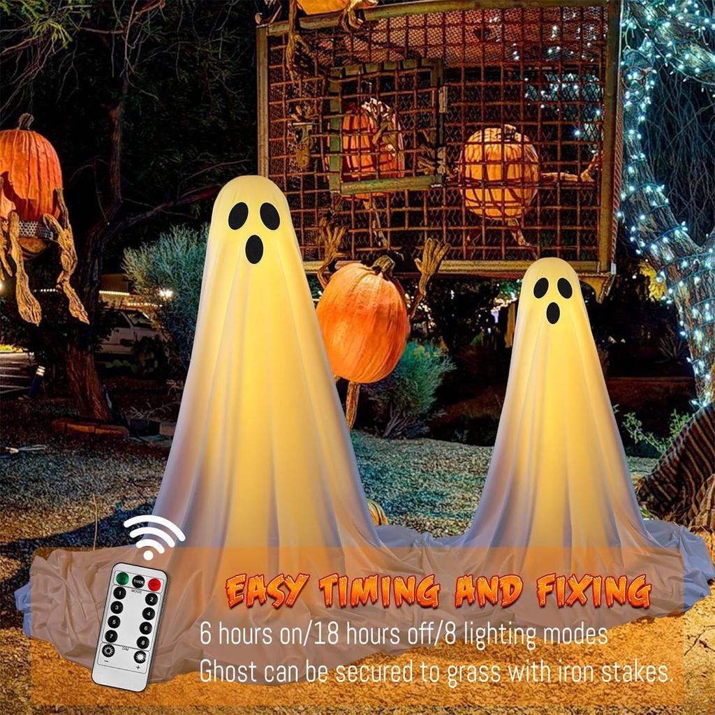 Light Up Ghost Halloween Decorations Spooky Ghost With Remote Control String Light Eerie Home Accents For Festival Holiday