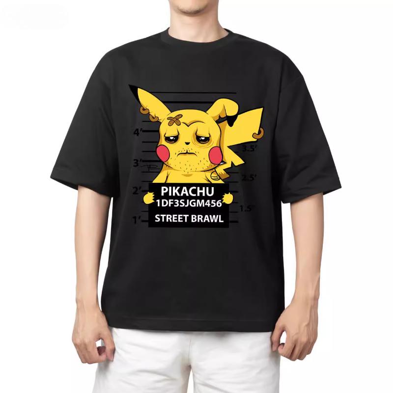 Pokémon Anime Peripherals Printed Tshirt Mens and Womens Summer New Harajuku Loose Casual Trend Shortsleeved Top
