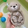 4Pcs Set Otter Baby Bath Toys 1 Mother Otter and 3 Baby Otters Water Toy PVC Kid Bathtub Toys Baby Bathroom Games Gift