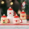 Creative High Value Christmas Ceramic Cup with Lid for Home Cute Couple Gift Water Cup Souvenir Mug
