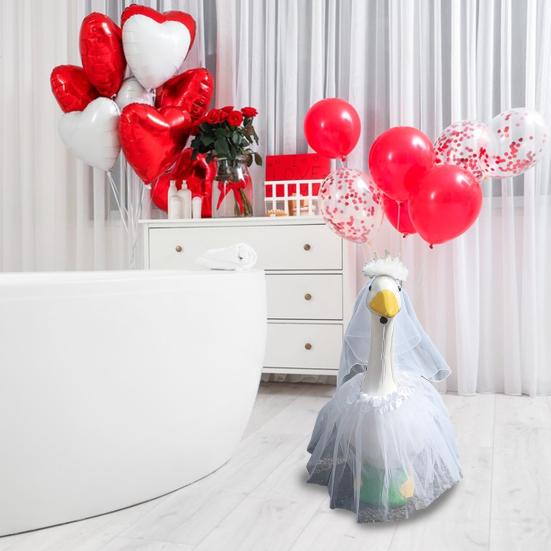 Yousheng White Wedding Porch Goose Clothes Easy To Wear Festival Goose Attire Garden Decor Porch Goose Outfit