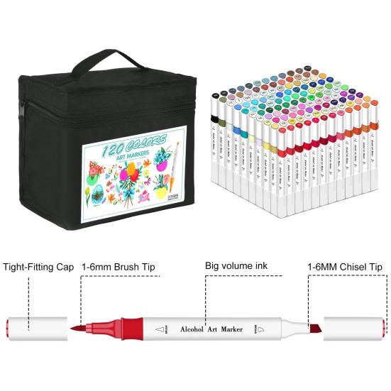 120 шт. спиртовых художественных маркеров, кистей и наконечников-долот, маркеры профессионального класса на спиртовой основе для детей, художников, рисунков, живописи