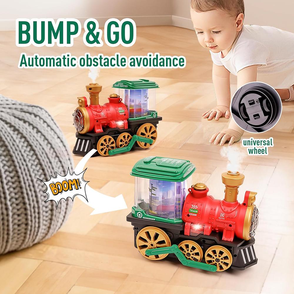 Новая электрическая игрушка-паровоз с вращением на 360 градусов, с паровой локомотивной, дымом, светом и звуком