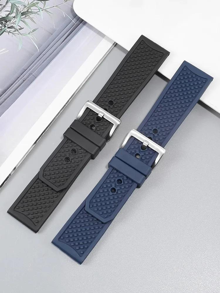Fluoro Rubber Watch Strap For Citizen Blue Angel AT8020 First Generation Watchband AT8020-54L Waterproof Watch Band Accessories