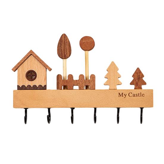 Деревянная ключница в деревенском стиле Вешалка с декоративными 6 настенными крючками Ключница для прихожей для ключей