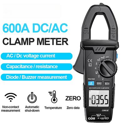 Цифровые токоизмерительные клещи AC/DC 600A NCV Клещевой мультиметр для измерения постоянного тока Интеллектуальная защита от перегрузки Автоматический диапазон Клещевой амперметр