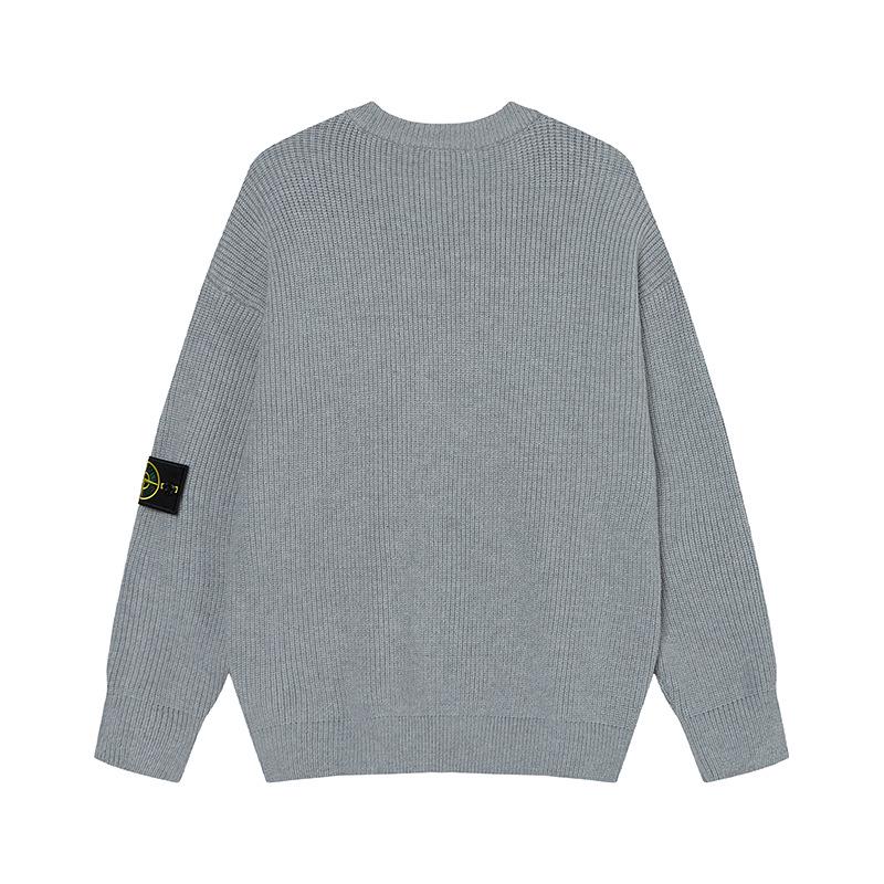 STONE 25FW Unisex Ribbed Badge Crew Neck Knitwear Sweater
