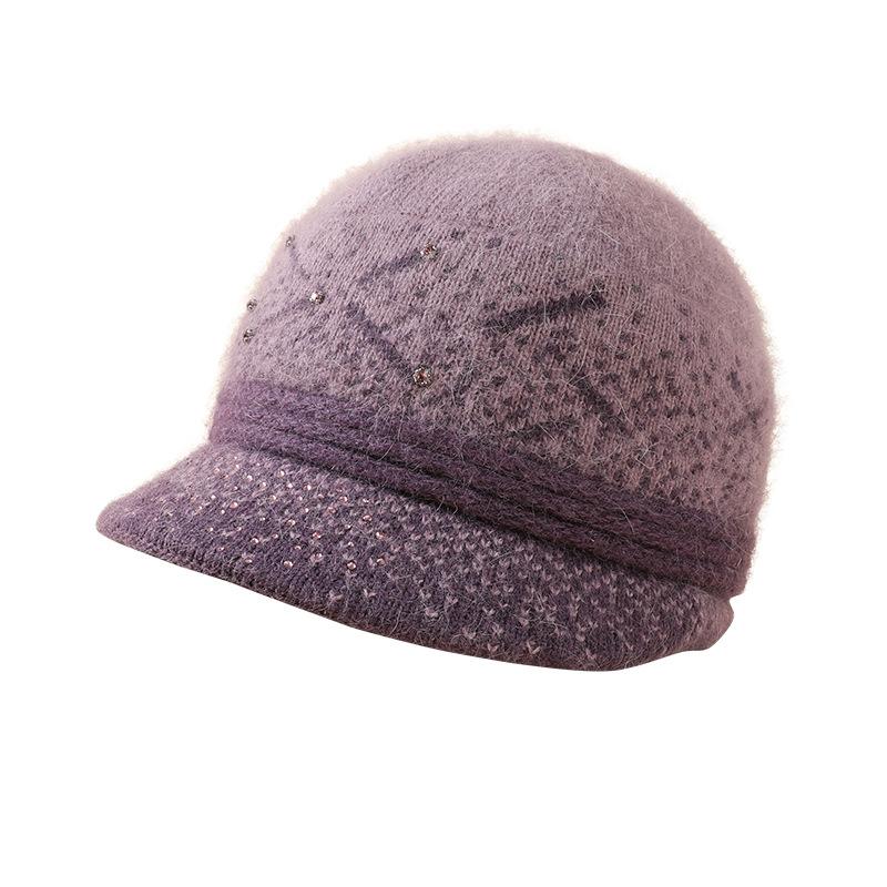 Женская теплая флисовая утолщенная шапка для среднего возраста, ветрозащитная шапка для мамы для улицы, универсальная защита для ушей, вязаная шерстяная шапка