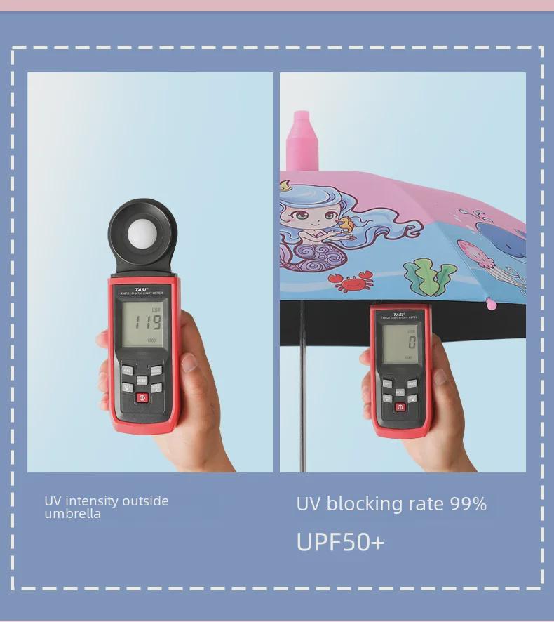 Детский автоматический зонт Cartoon – водонепроницаемый, с длинной ручкой, унисекс, солнцезащитный козырек