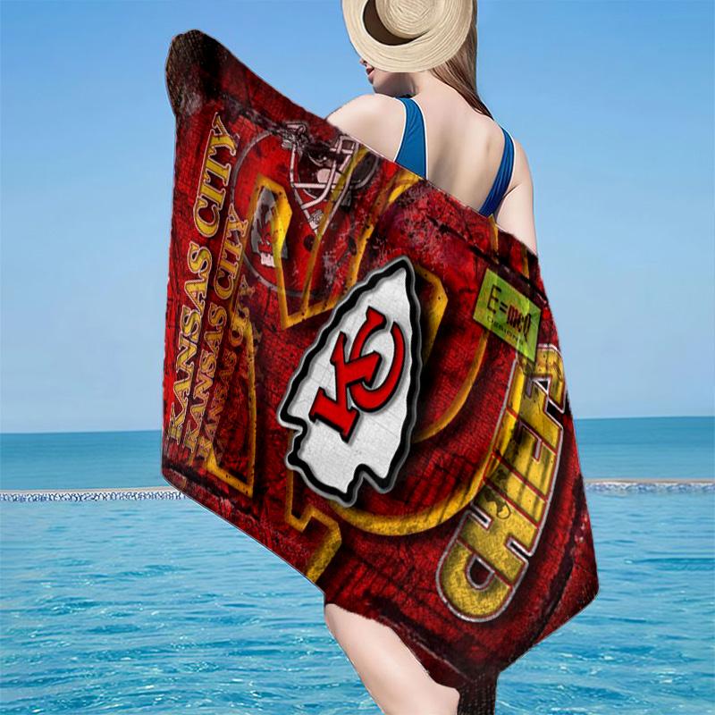 Kansas Chiefs Logo Microfiber Beach Towel, Lightweight And Quick-Dry, for Summer Travel, Beach Essential, Swimming Pool