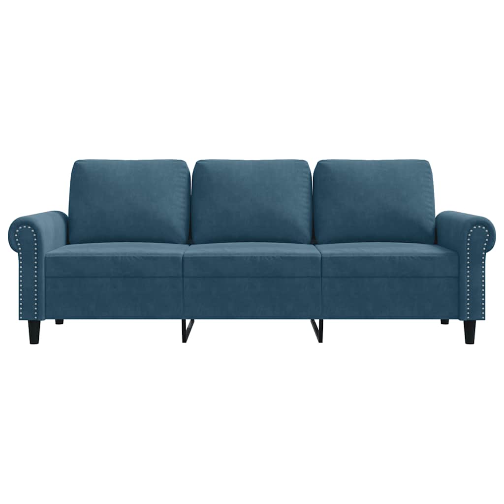 Vidaxl Sofa 3-Osobowa, Niebieski, 180 Cm, Tapicerowana Aksamitem