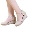 Womens Sandalias Wedges Comfortable Pointed Hemp Rope Weaving Casual Shoes