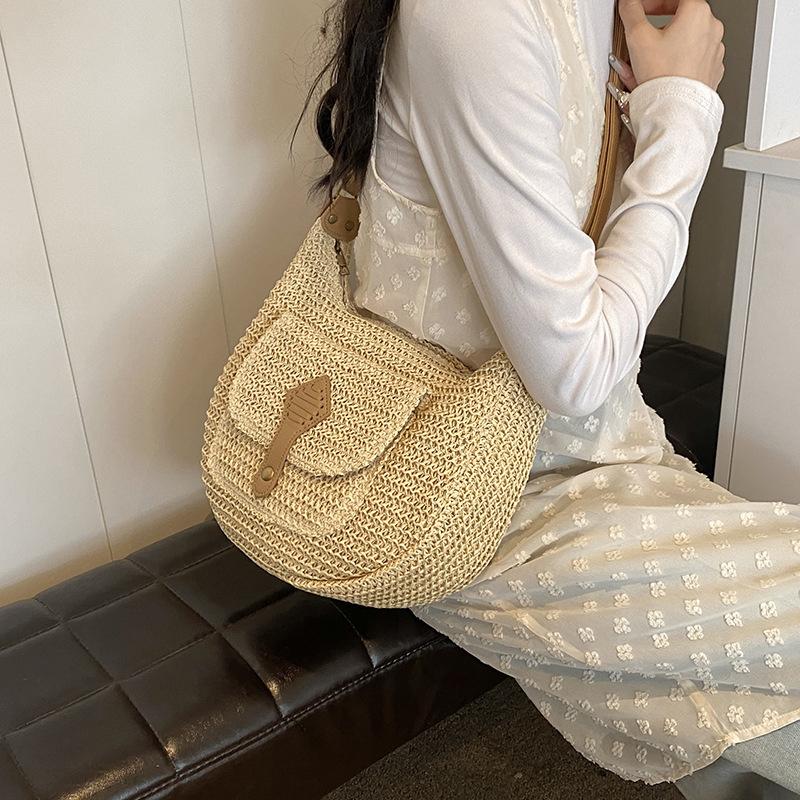 Yogodlns Fashion Summer Straw Crossbody Bag Women Beach Holiday Shopping Woven Shoulder Handbag Messenger Purses Bags
