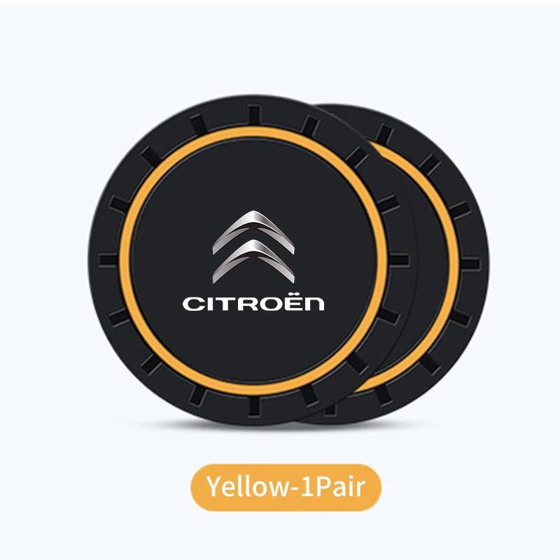 2pcs Car Coaster Water Cup Bottle Mat Silicone Non Slip Pad For Citroen C4 C3 C5 C1 C2 C6 VTS C4L DS3 DS4 DS5 Grand Berlingo zm3