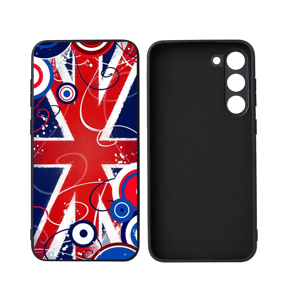 Флаг Великобритании для Samsung Galaxy S25 S24 S23 Ultra S22 S21 Plus S20 Черный Мягкий Силиконовый Защитный Чехол