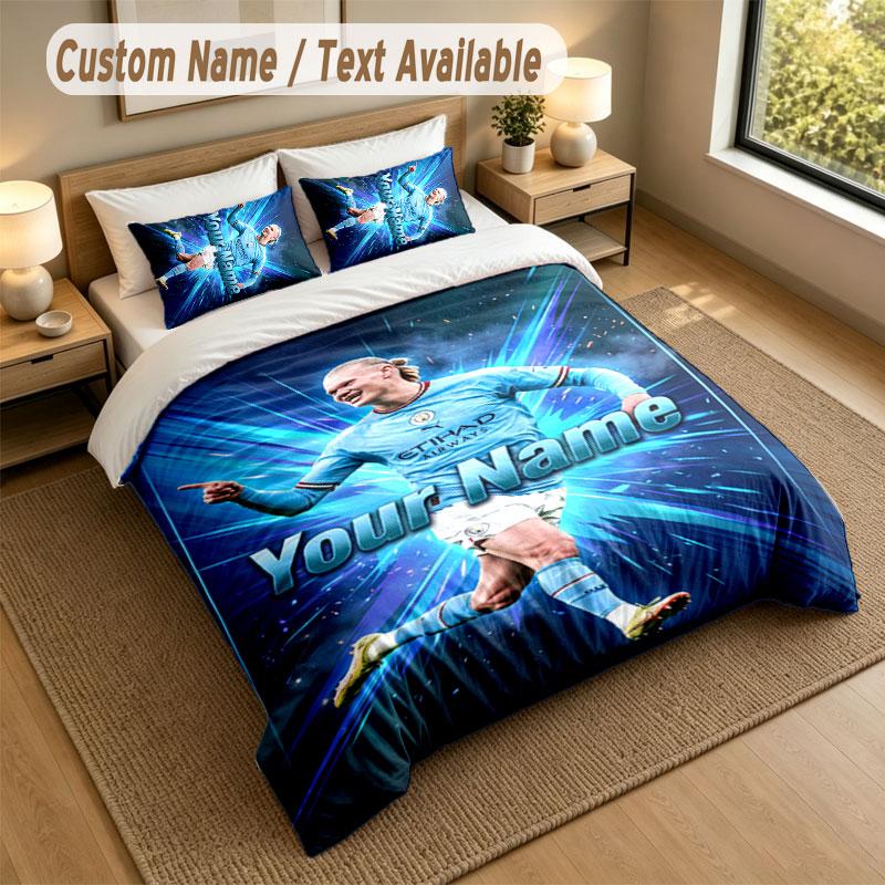 Bedding Set 1 Duvet Cover 2 Pillowcases Erling Haaland Print Soft Bed Linen Bedroom Decor