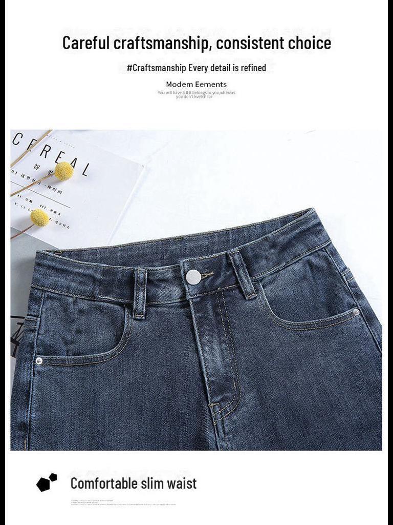 Женские плюшевые зимние джинсы с высокой талией - плотные, теплые, свободные прямые брюки-морковки